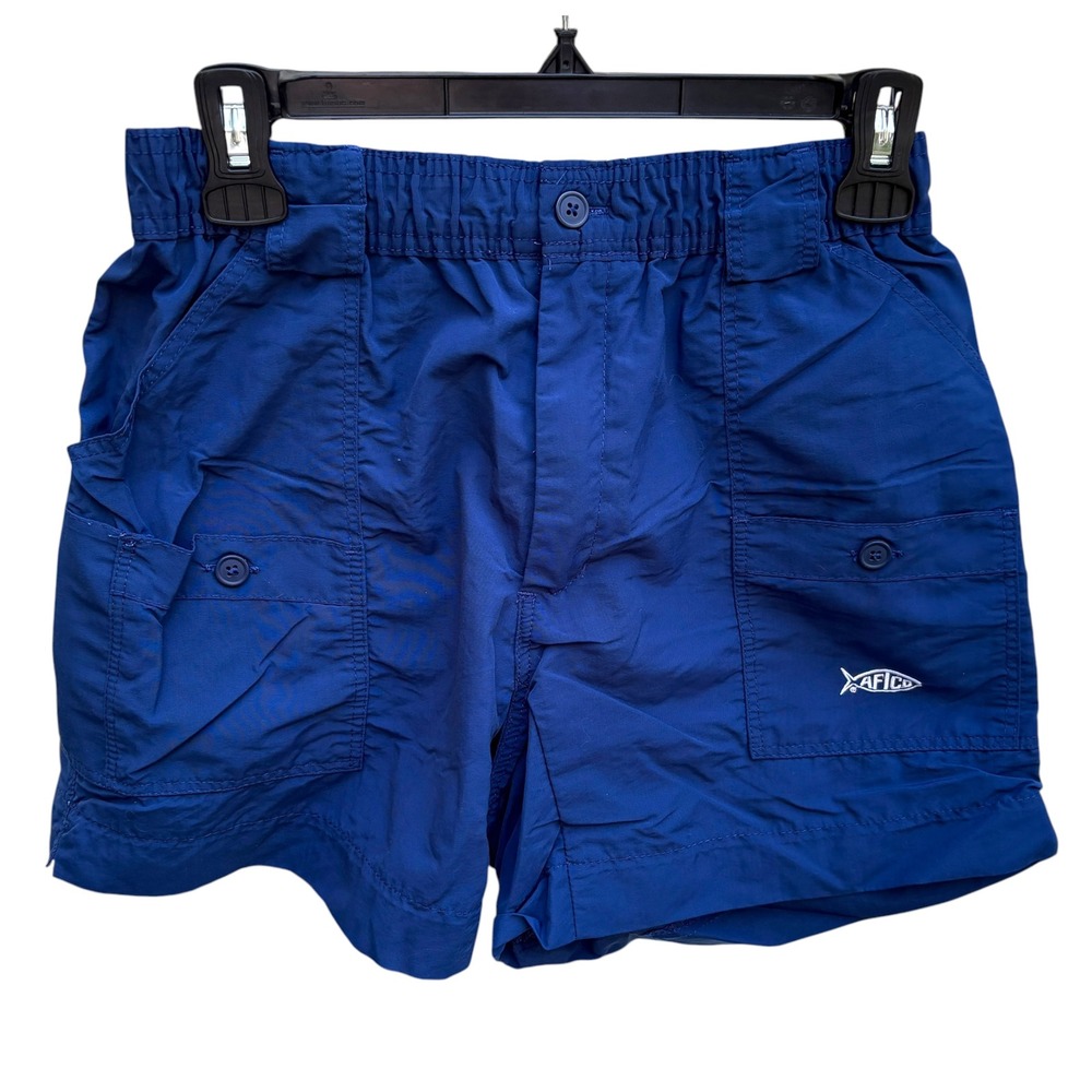 AFTCO Mens 30 Fishing Shorts Navy Blue M01 Original Nylon Pocket Beach Outdoors
